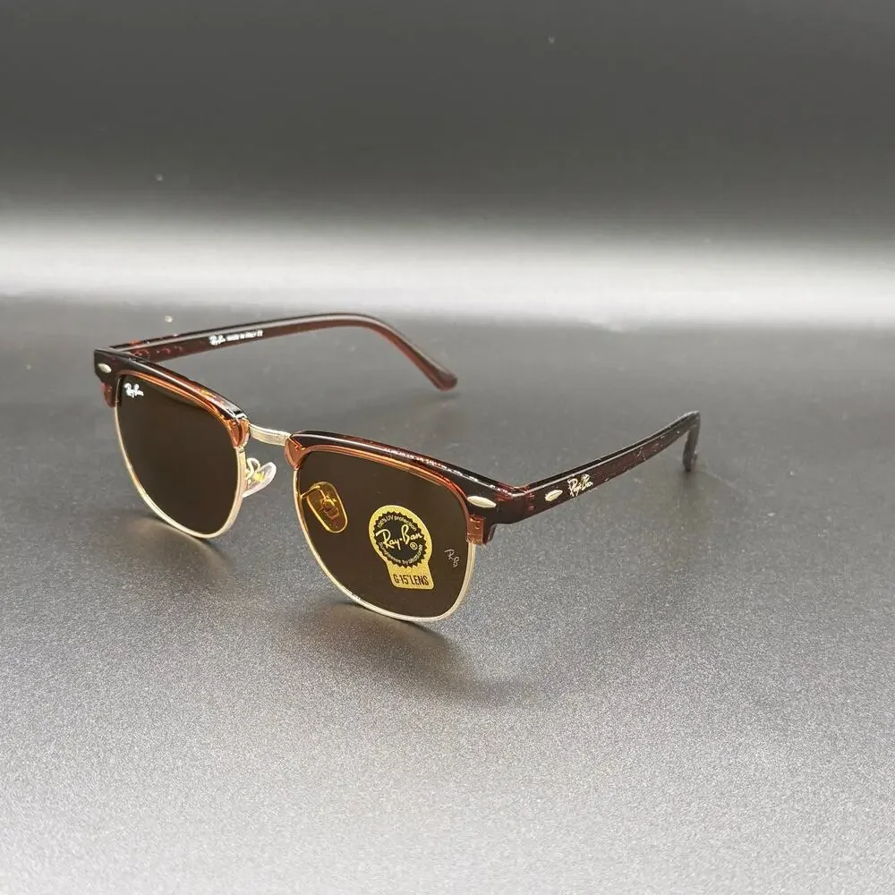 Ray-Ban RB3016 Clubmaster W0365 Brown Gold G-15 Sunglasses 51-21-145
